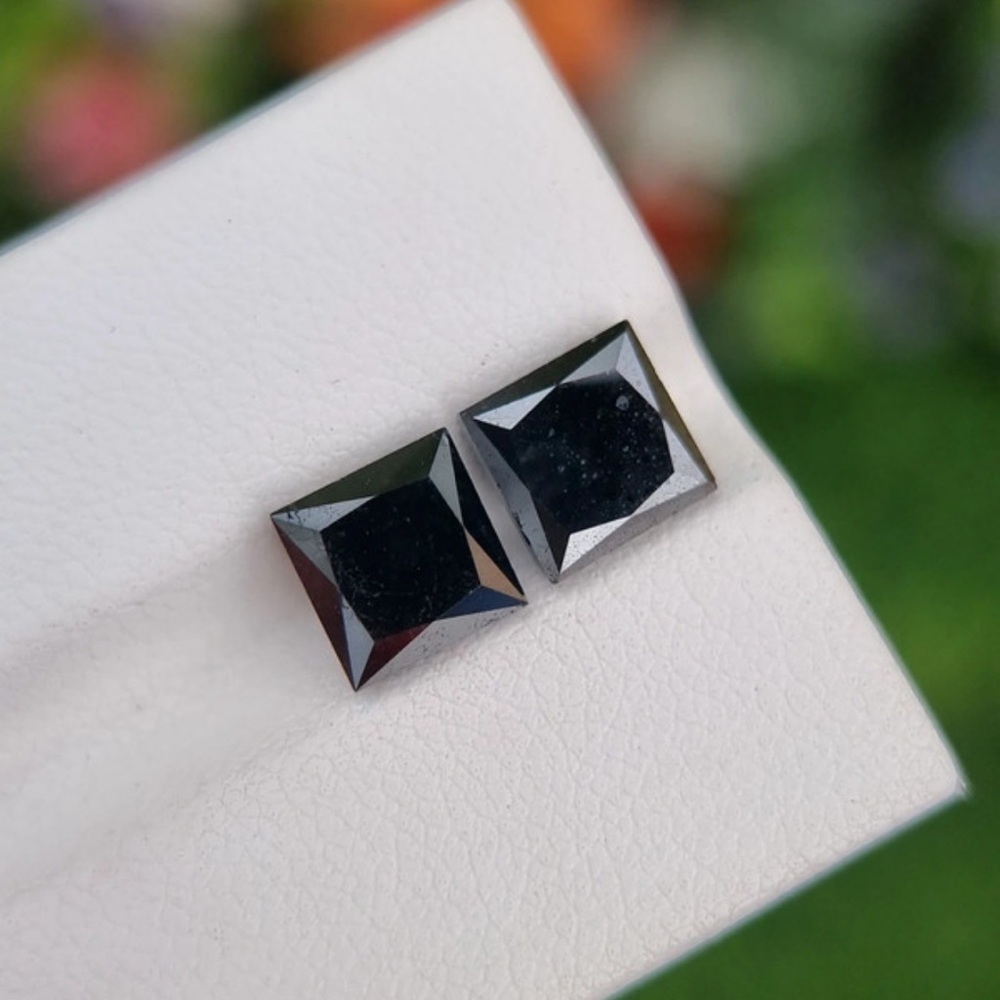 Black Diamond Square Stud Earrings